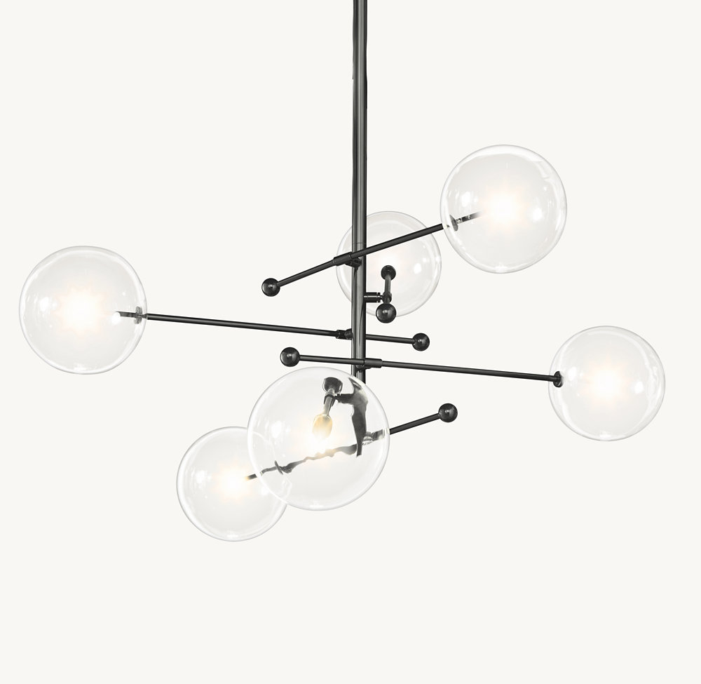 GLASS GLOBE MOBILE SIX-ARM CHANDELIER 55