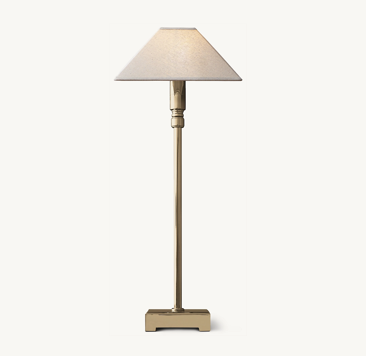 PYRAMID LINEN SHADE TELESCOPING TABLE LAMP - Vintage Brass