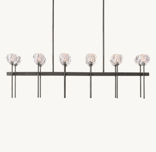 BOULE DE CRISTAL CLEAR GLASS DOUBLE LINEAR CHANDELIER 60