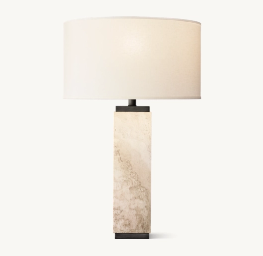 SQUARE COLUMN TRAVERTINE TABLE LAMP