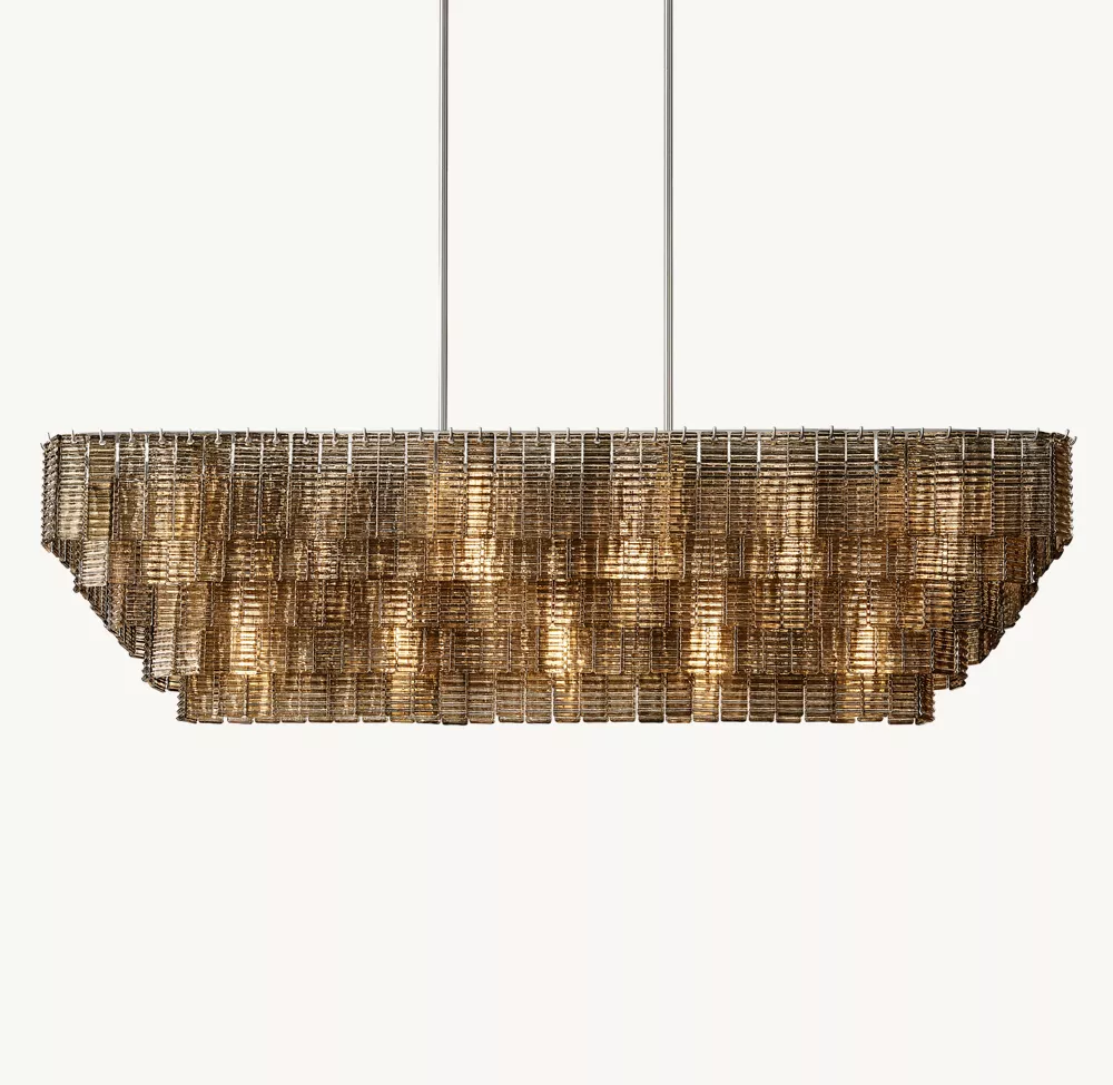 SIRENE SMOKE GLASS RECTANGULAR CHANDELIER 77