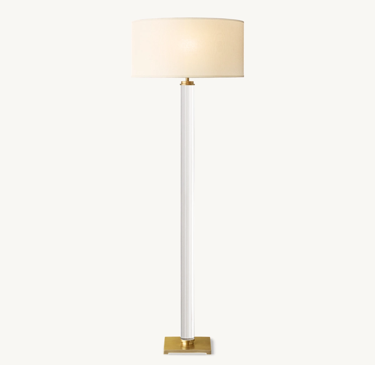 CYLINDRICAL COLUMN CRYSTAL FLOOR LAMP - Lacquered Burnished Brass