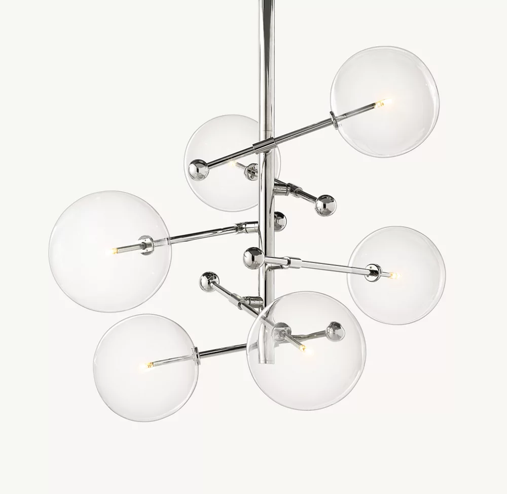 GLASS GLOBE MOBILE SIX-ARM CHANDELIER 40