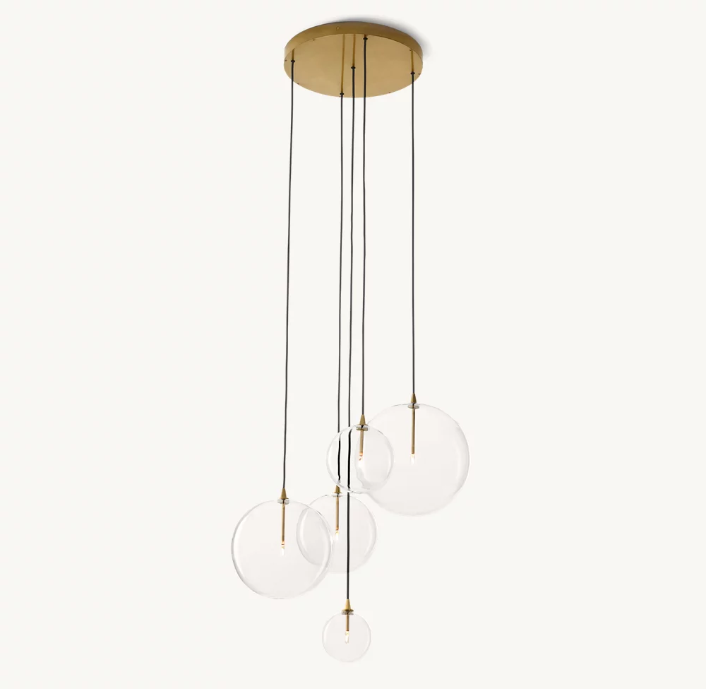 GLASS GLOBE MOBILE CLUSTER CHANDELIER 28
