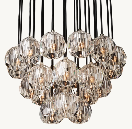 BOULE DE CRISTAL CLEAR GLASS ROUND CLUSTER CHANDELIER 24