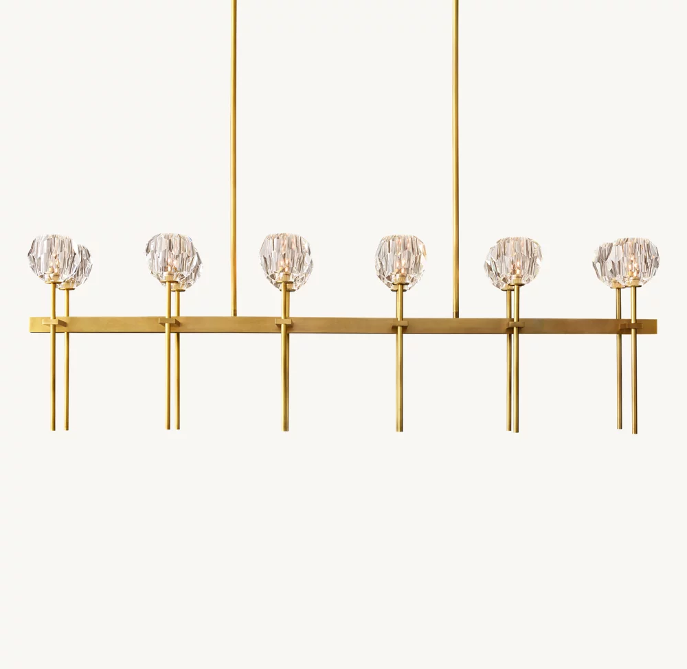 BOULE DE CRISTAL CLEAR GLASS DOUBLE LINEAR CHANDELIER 60