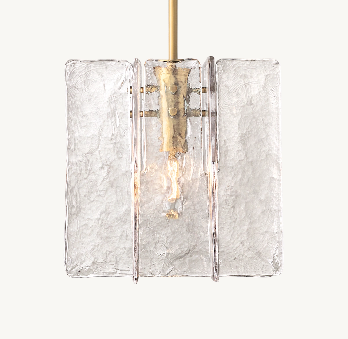 LATTICE CLEAR GLASS PENDANT - Lacquered Burnished Brass