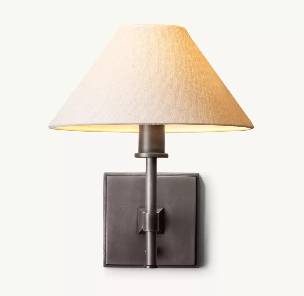 PETITE CANDLESTICK LINEN SHADE SCONCE - Image 1