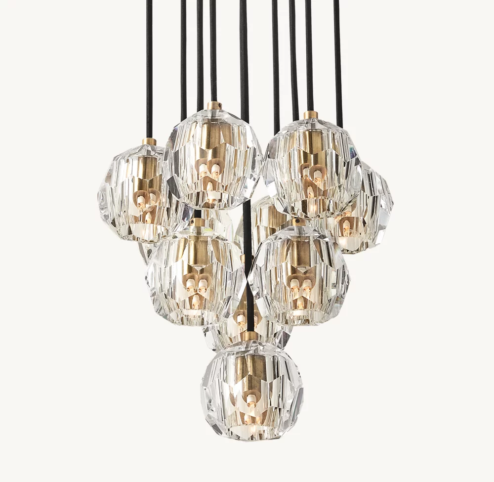 BOULE DE CRISTAL CLEAR GLASS ROUND CLUSTER CHANDELIER 14