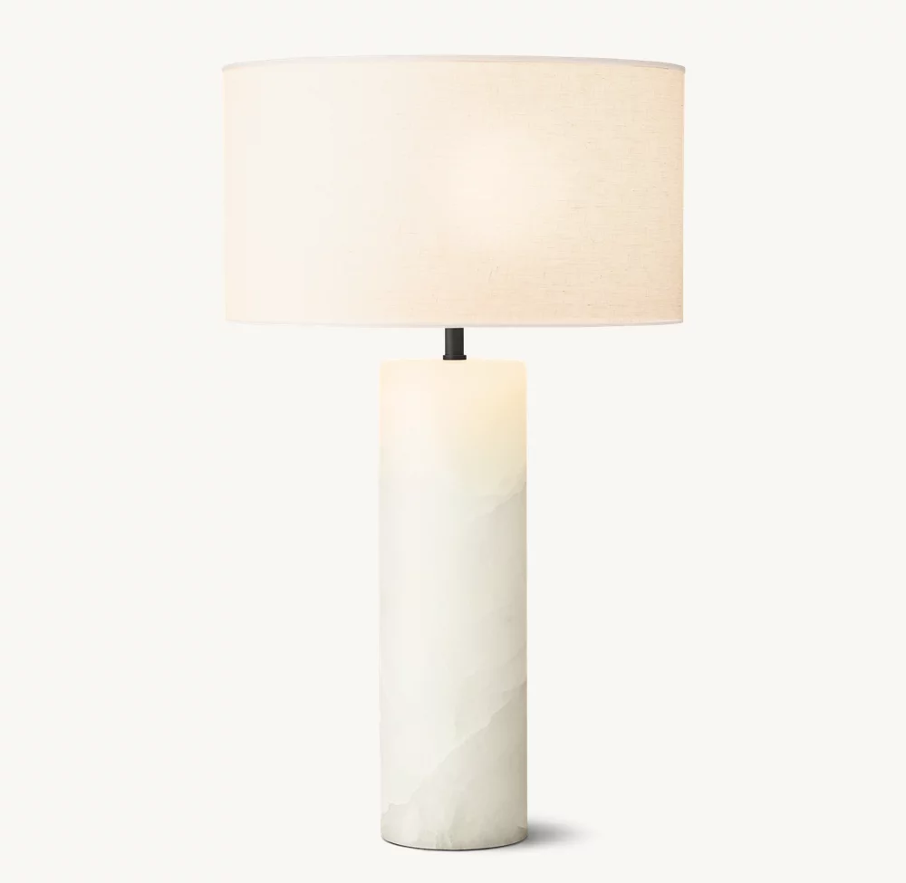 SAREZZO STONE CYLINDRICAL TABLE LAMP - Image 1
