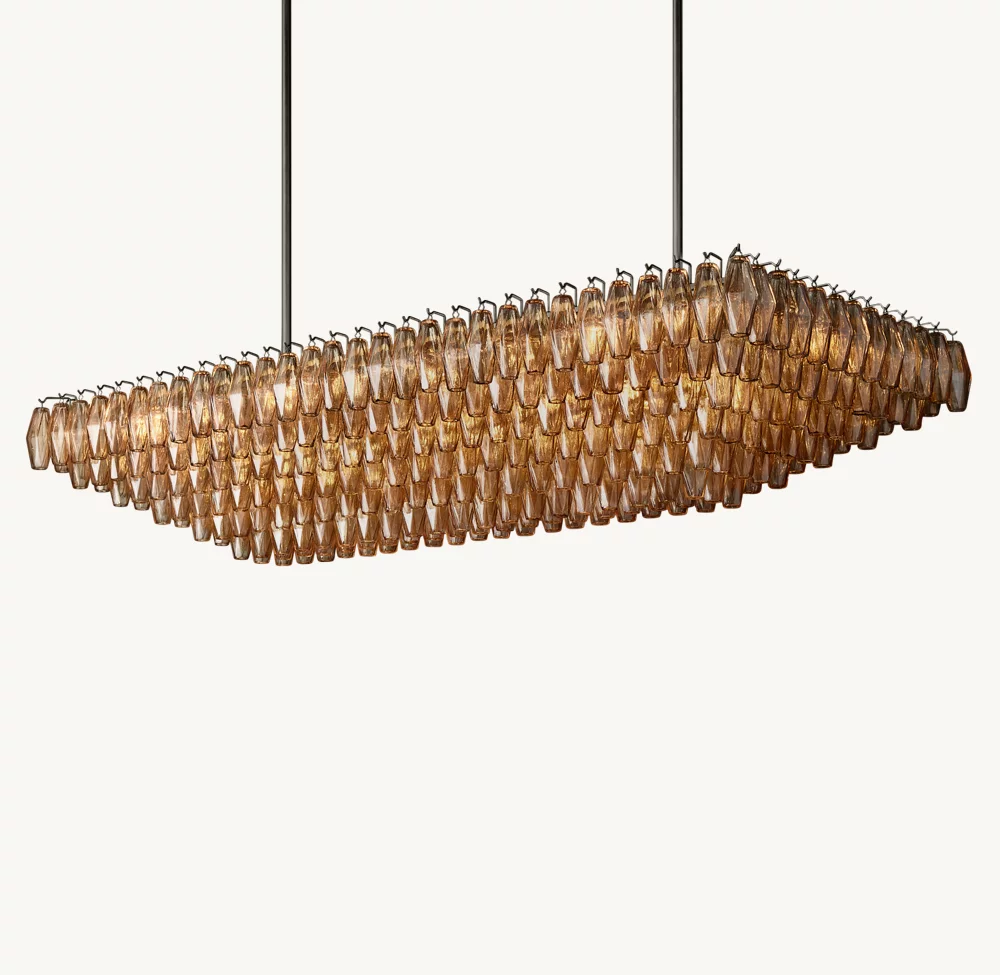 CHIARA SMOKE GLASS TIERED RECTANGULAR CHANDELIER 74