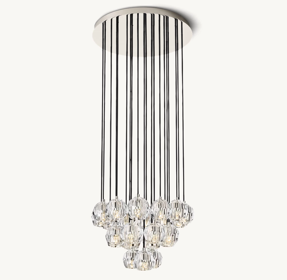BOULE DE CRISTAL CLEAR GLASS ROUND CLUSTER CHANDELIER 24