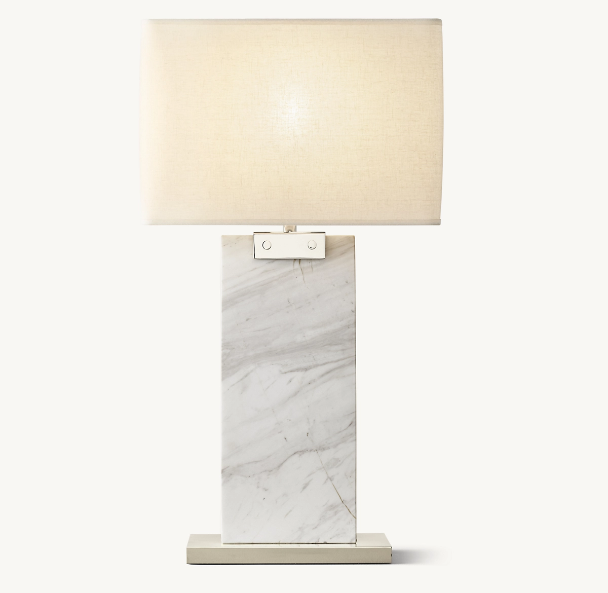 RECTANGULAR COLUMN MARBLE TABLE LAMP - Polished Nickel