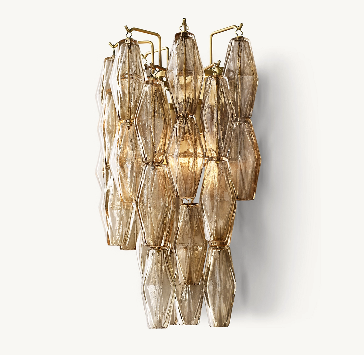 CHIARA SMOKE GLASS SCONCE - Lacquered Burnished Brass