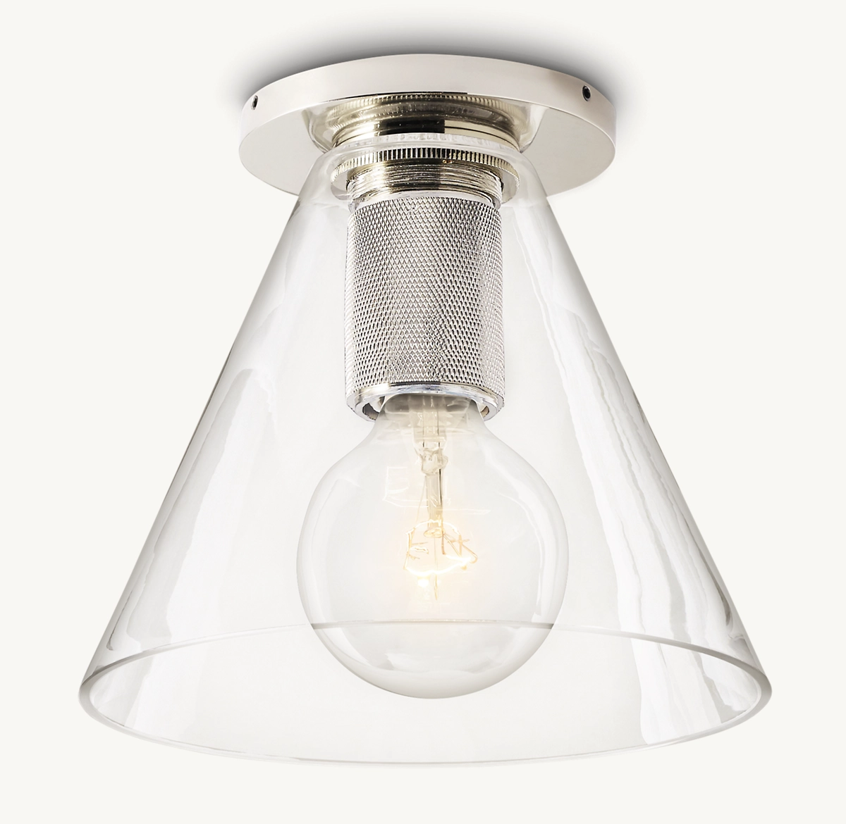 UTILITAIRE FUNNEL SHADE FLUSHMOUNT - Polished Nickel