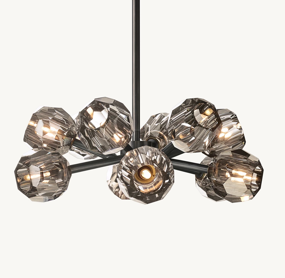 BOULE DE CRISTAL SMOKE GLASS ROUND CHANDELIER 24