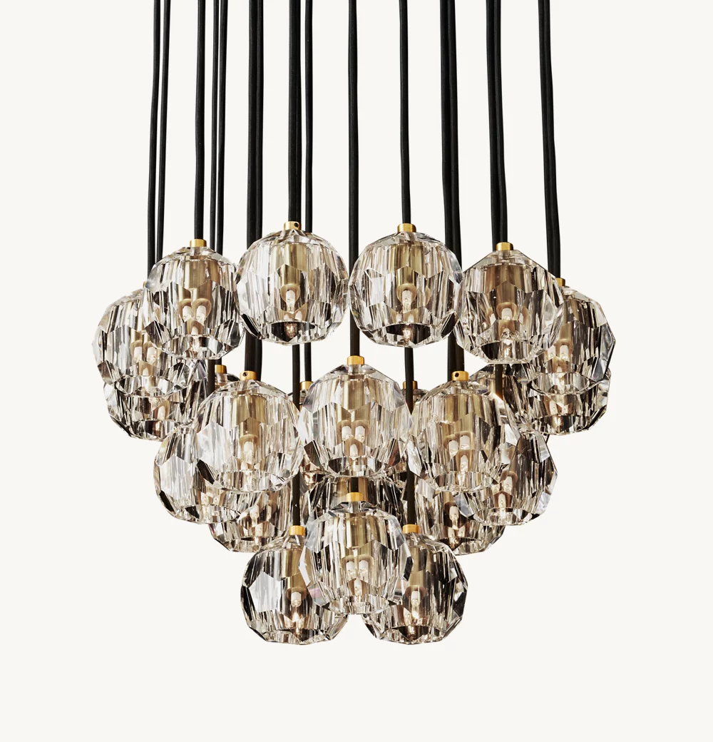 BOULE DE CRISTAL CLEAR GLASS ROUND CLUSTER CHANDELIER 24