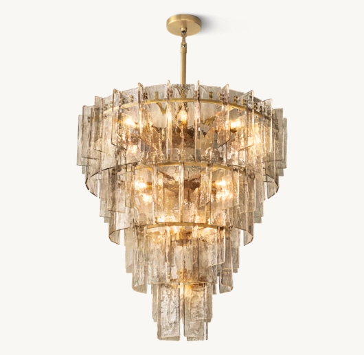 LATTICE SMOKE GLASS TIERED CHANDELIER 47