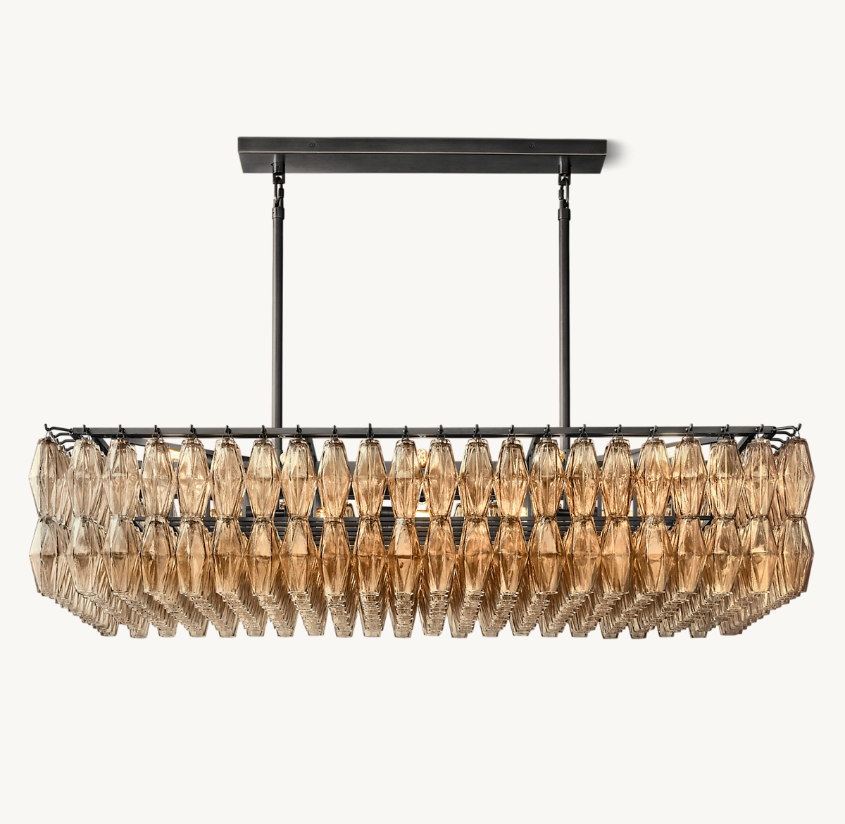 CHIARA SMOKE GLASS RECTANGULAR CHANDELIER 54