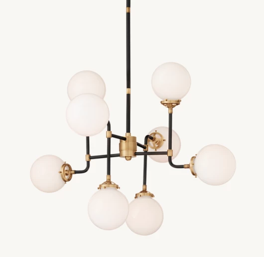 BISTRO GLOBE MILK GLASS CHANDELIER 34