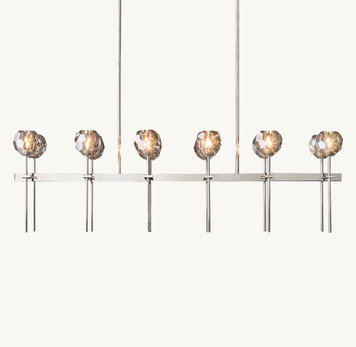 BOULE DE CRISTAL SMOKE GLASS DOUBLE LINEAR CHANDELIER 60