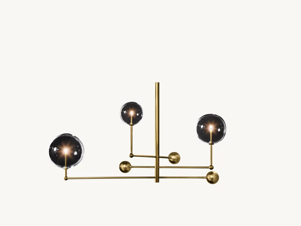 GLASS GLOBE MOBILE THREE-ARM CHANDELIER 46