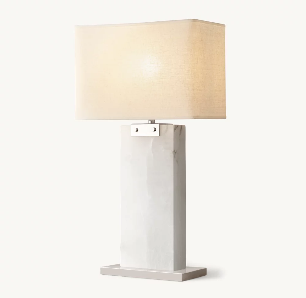 RECTANGULAR COLUMN ALABASTER TABLE LAMP - Image 3