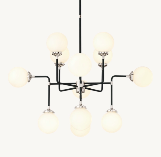 BISTRO GLOBE MILK GLASS CHANDELIER 42