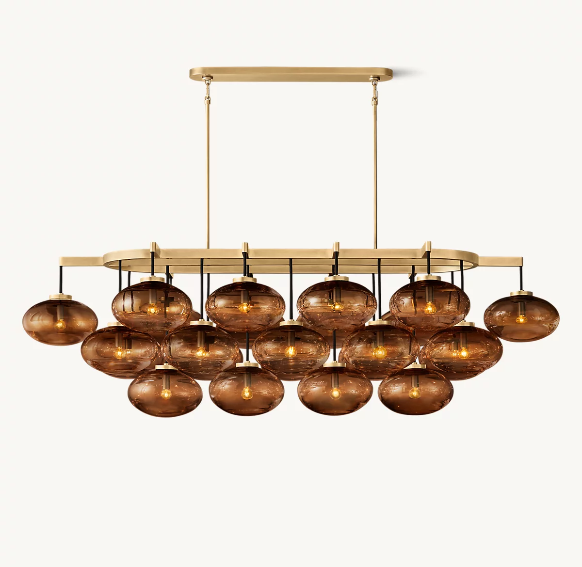 CABRETTE AMBER GLASS LINEAR CHANDELIER 72