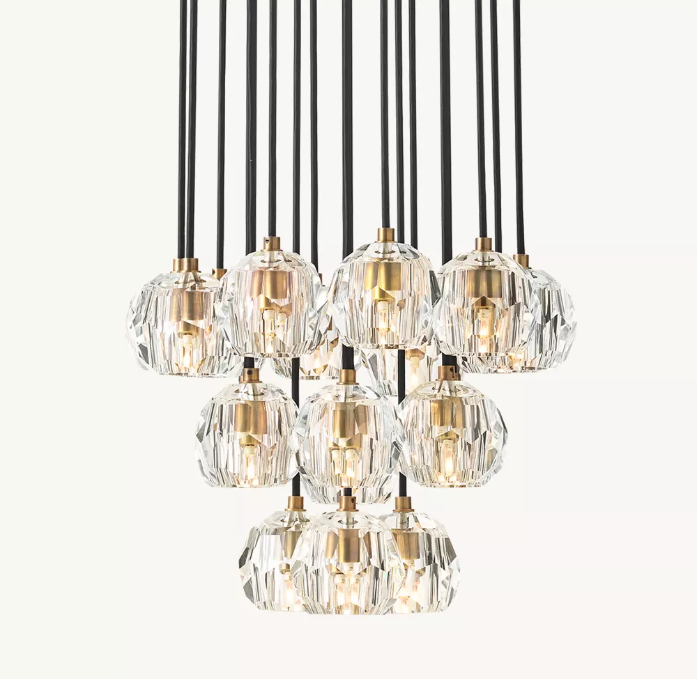 BOULE DE CRISTAL CLEAR GLASS ROUND CLUSTER CHANDELIER 19