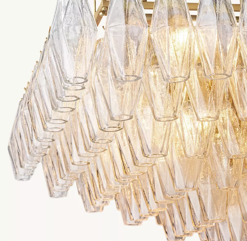 CHIARA CLEAR GLASS TIERED RECTANGULAR CHANDELIER 74