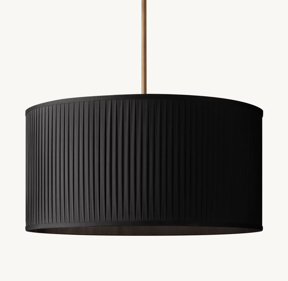 REED BLACK PLEATED DRUM PENDANT - Image 1