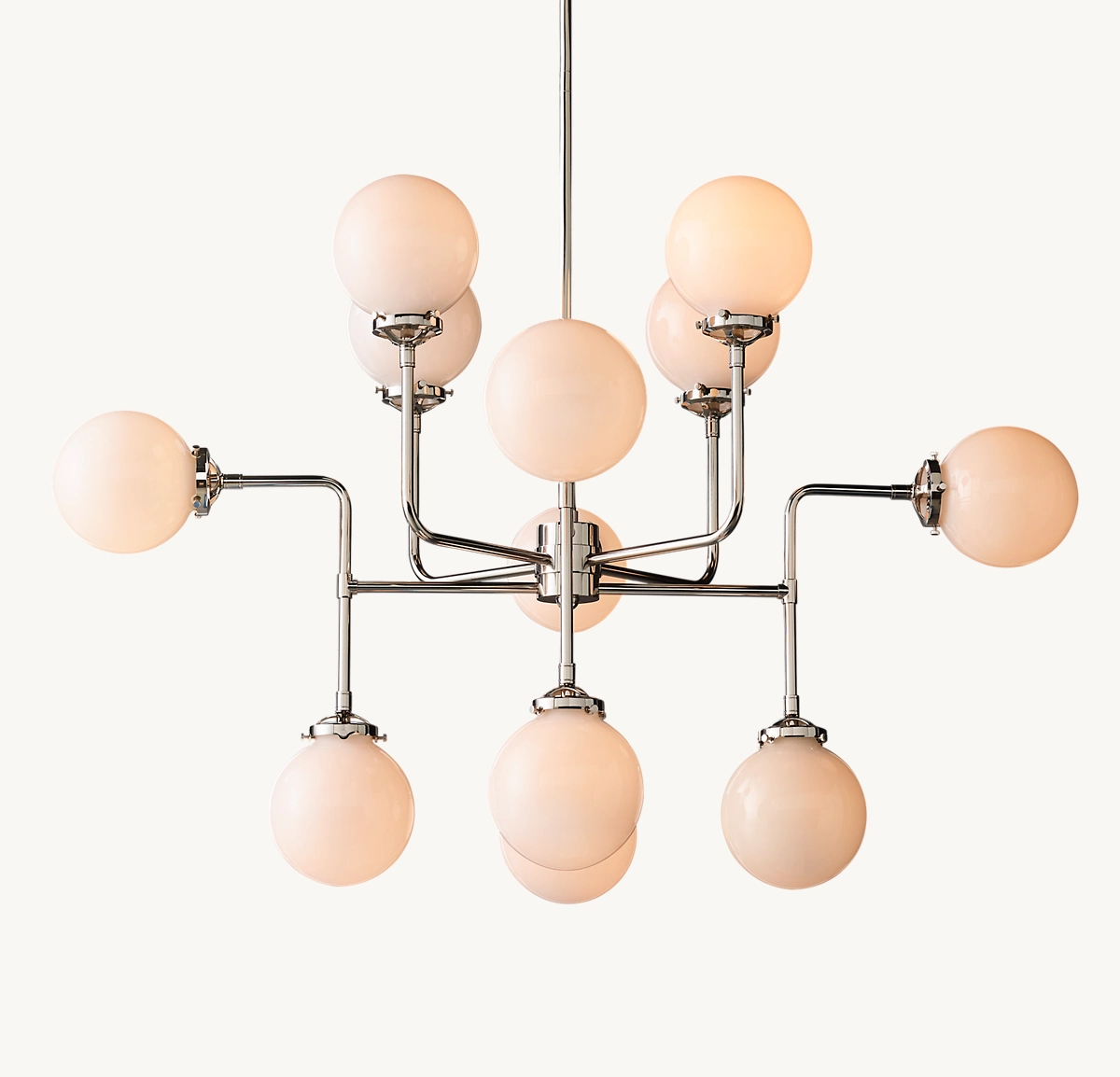 BISTRO GLOBE MILK GLASS CHANDELIER 42