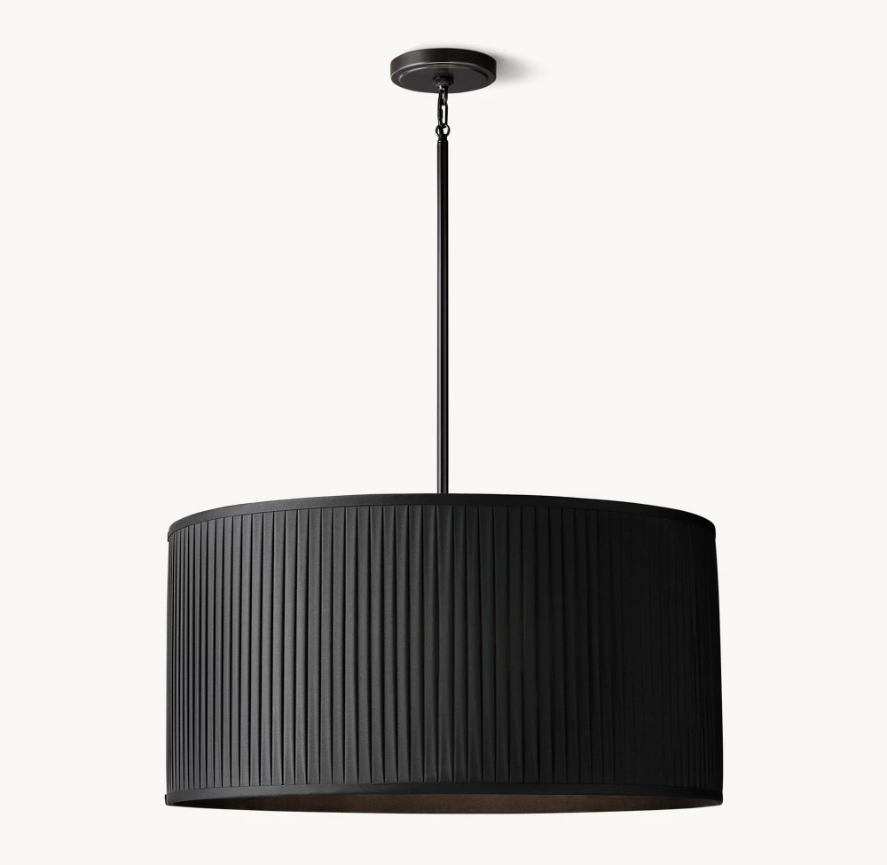 REED BLACK PLEATED DRUM PENDANT - Image 1
