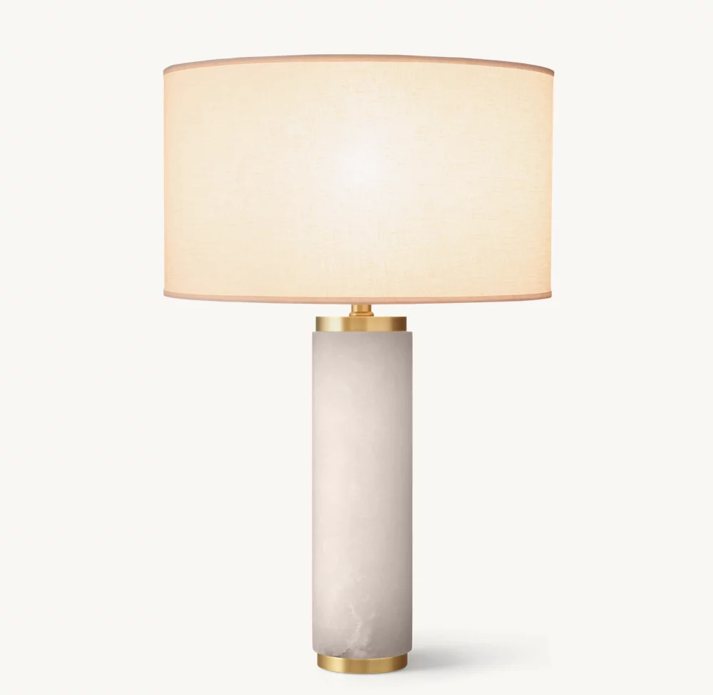 CYLINDRICAL COLUMN ALABASTER TABLE LAMP - Image 2