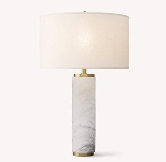 CYLINDRICAL COLUMN MARBLE TABLE LAMP