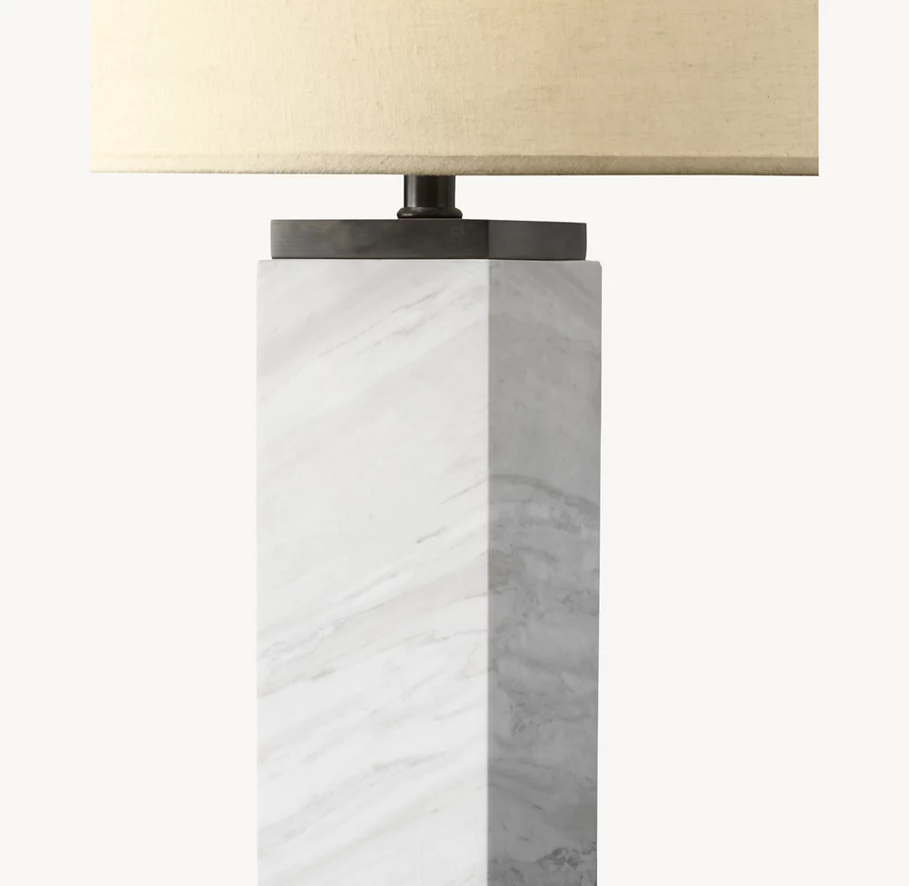 SQUARE COLUMN MARBLE TABLE LAMP - Image 2