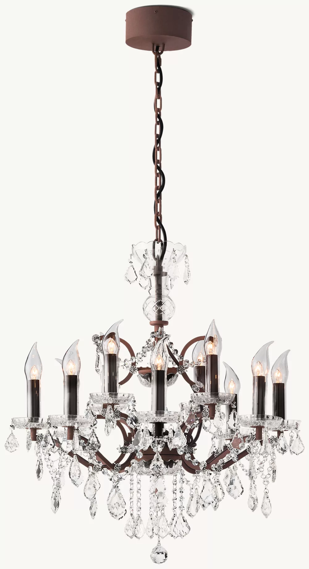 19TH C. ROCOCO IRON & CRYSTAL OUTDOOR CHANDELIER - Image 3