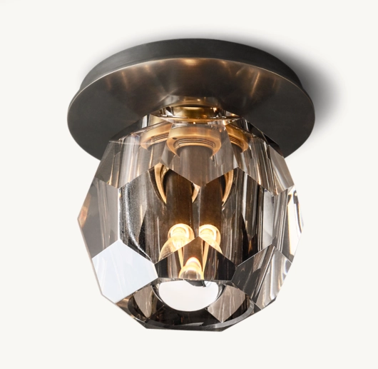 BOULE DE CRISTAL SMOKE GLASS PETITE FLUSHMOUNT