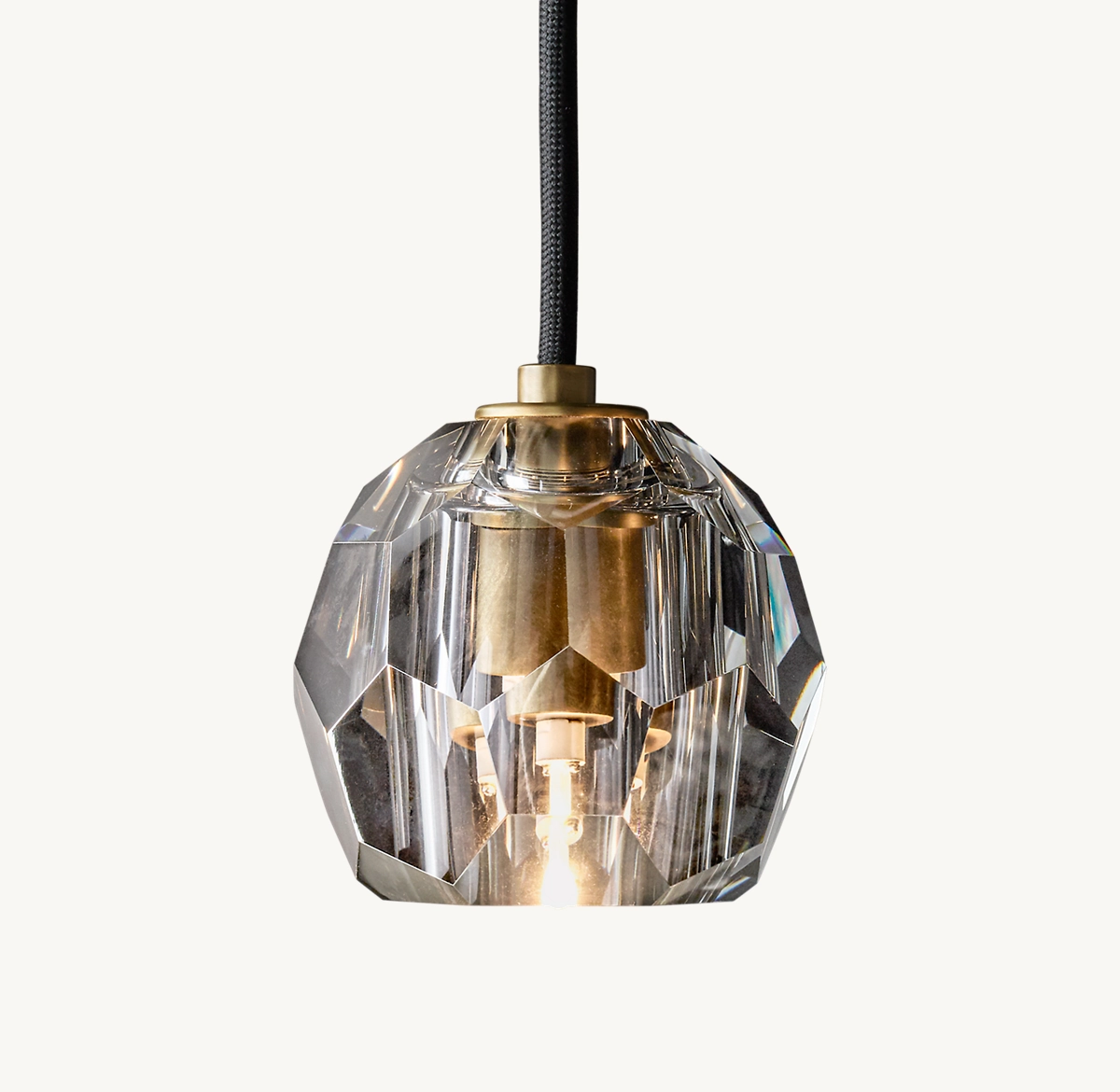 BOULE DE CRISTAL SMOKE GLASS CORD PENDANT - Lacquered Burnished Brass