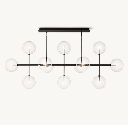 GLASS GLOBE MOBILE LINEAR CHANDELIER