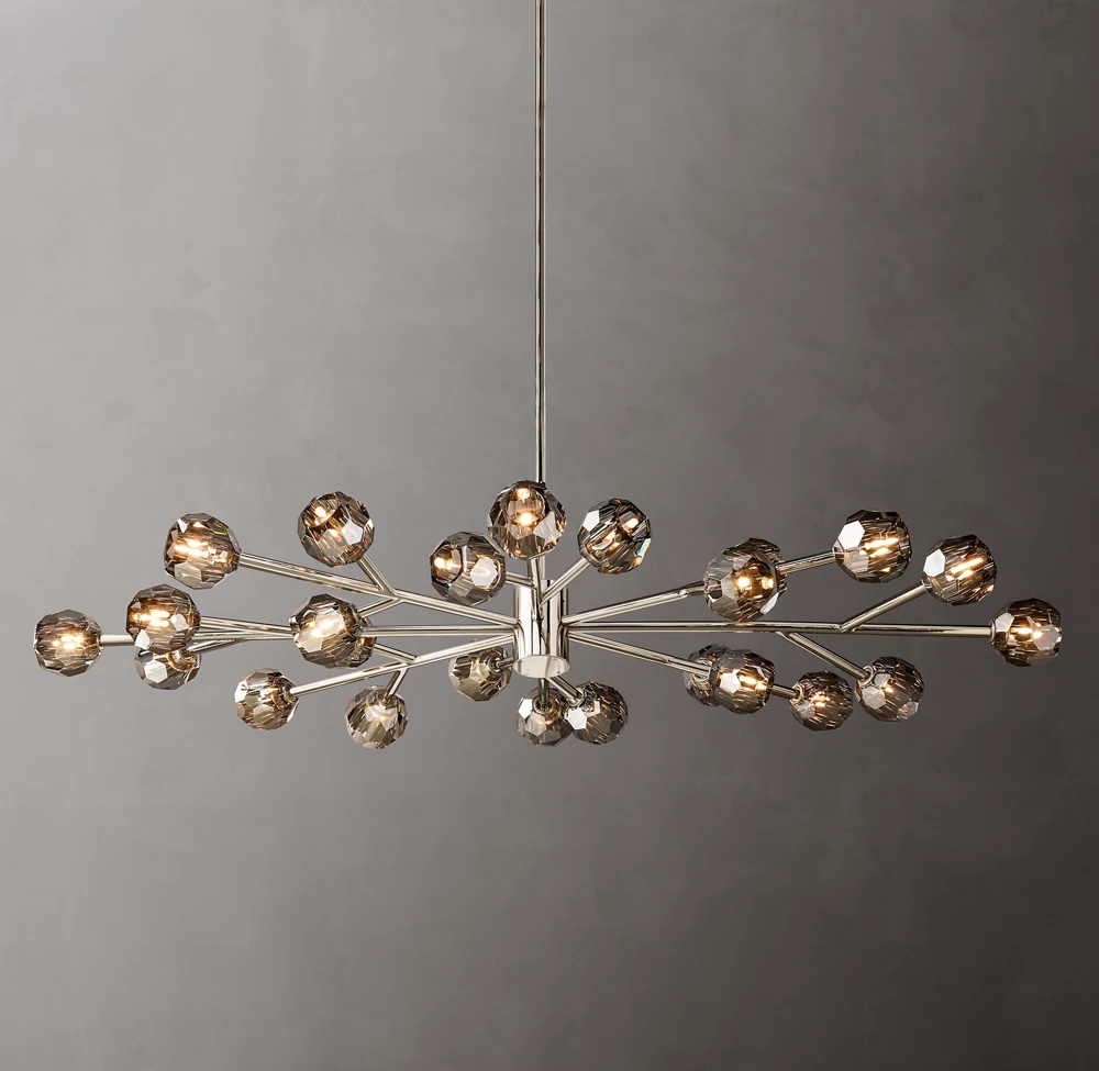 BOULE DE CRISTAL SMOKE GLASS OVAL CHANDELIER 72