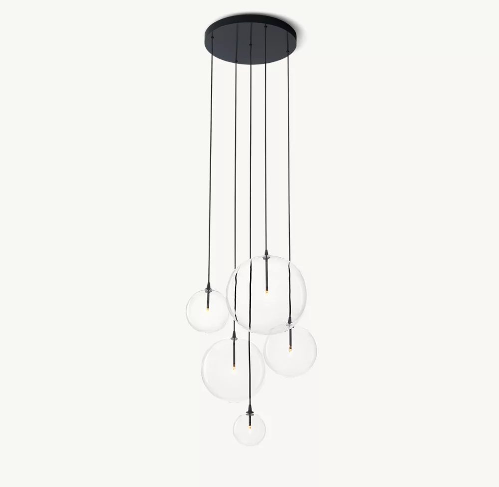 GLASS GLOBE MOBILE CLUSTER CHANDELIER 28