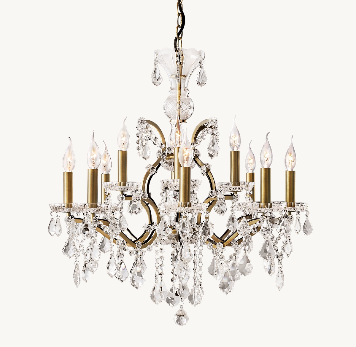 19TH C. ROCOCO IRON & CRYSTAL ROUND CHANDELIER 28