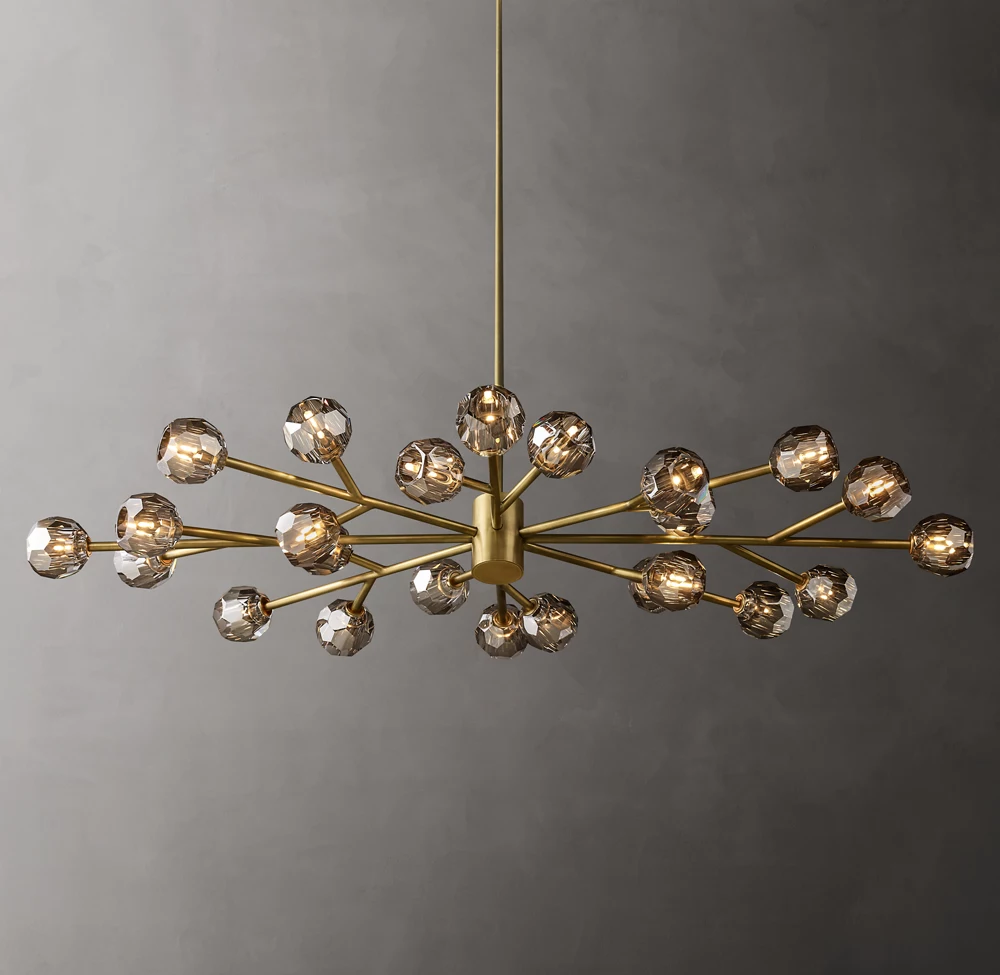 BOULE DE CRISTAL SMOKE GLASS OVAL CHANDELIER 72