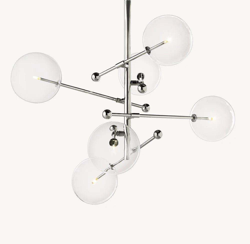 GLASS GLOBE MOBILE SIX-ARM CHANDELIER 40