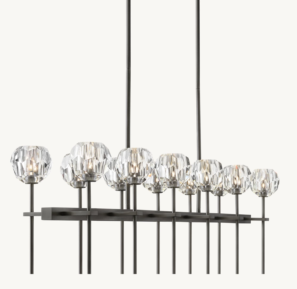 BOULE DE CRISTAL CLEAR GLASS DOUBLE LINEAR CHANDELIER 60