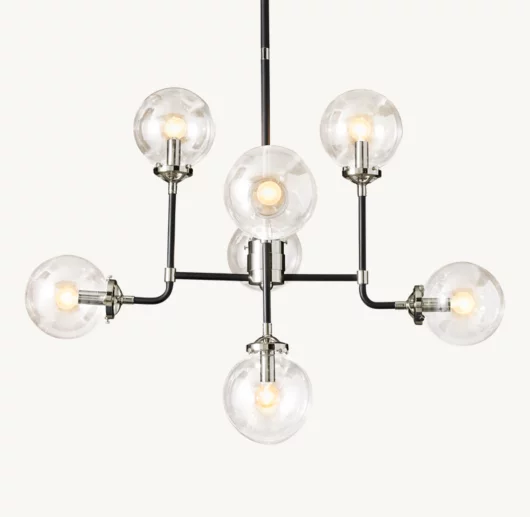 BISTRO GLOBE CLEAR GLASS CHANDELIER 34