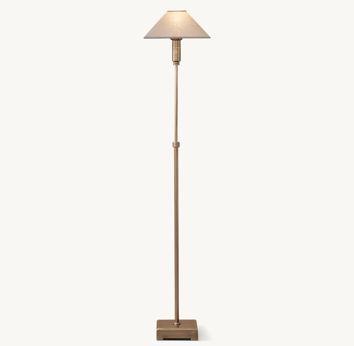 PYRAMID LINEN SHADE TELESCOPING FLOOR LAMP - Vintage Brass