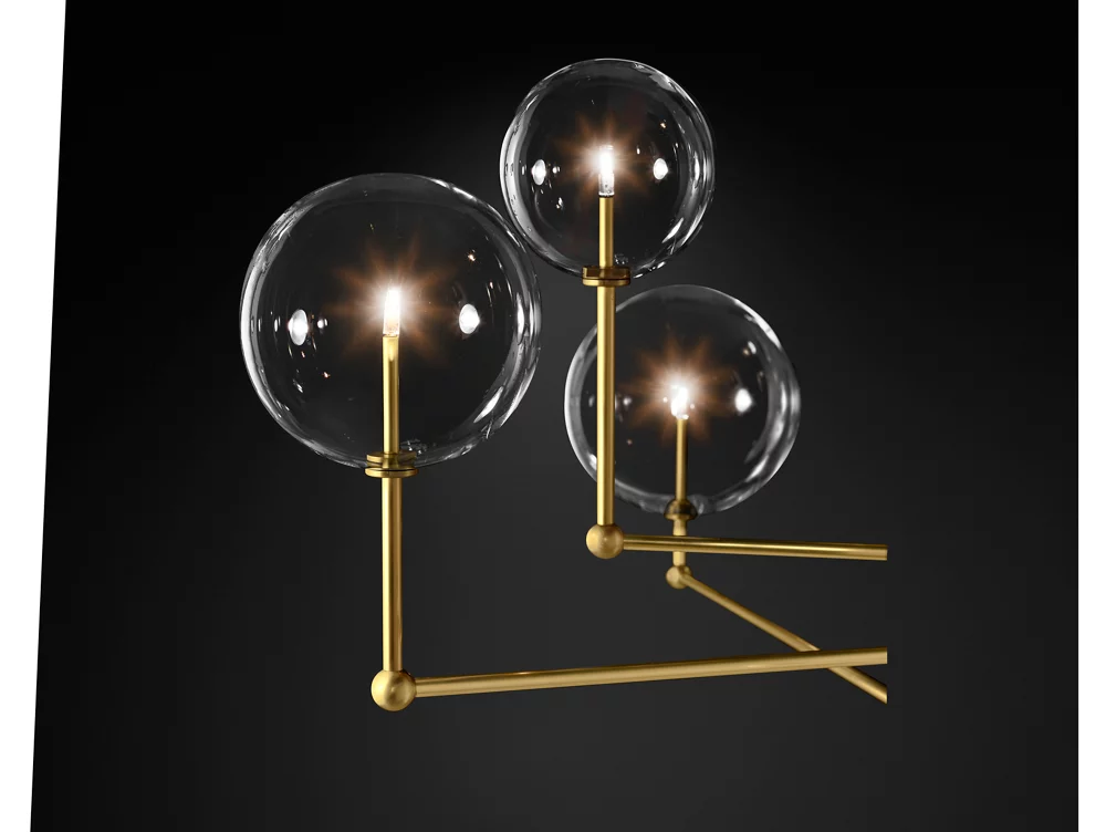 GLASS GLOBE MOBILE THREE-ARM CHANDELIER 46